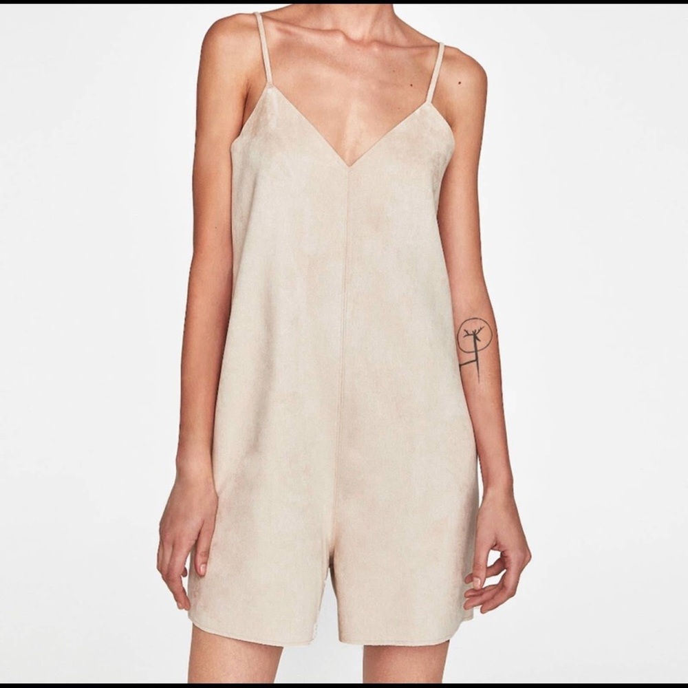 Zara W/B Collection Suede Cream Romper